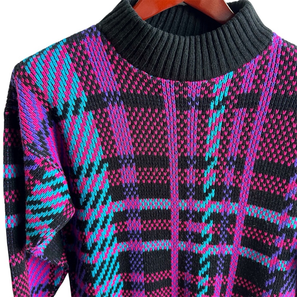 Retro Plaid Sweater M